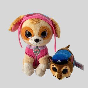 Lot of 2 Ty Paw Patrol Skye & Teeny Chase Dog Plush Stuffed Animal Character Toy